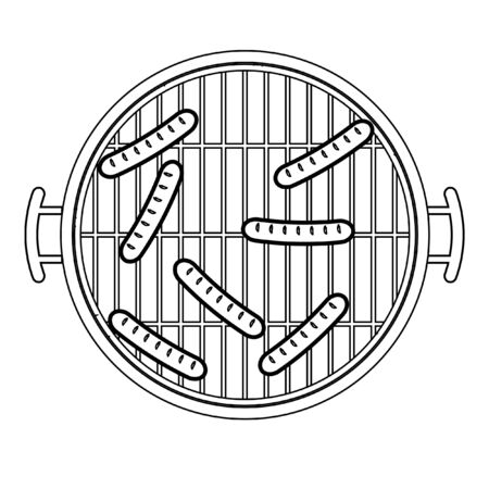 Grilled Sausage,Babecue and stoveのイラスト素材