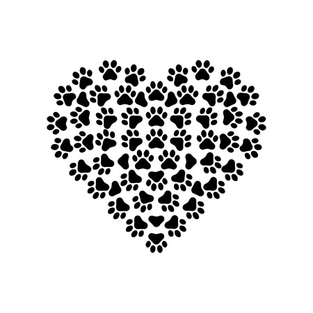 Paw Prints with Heartのイラスト素材