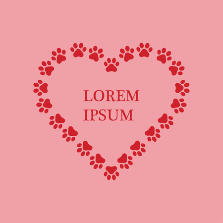 Paw Prints with Heartのイラスト素材