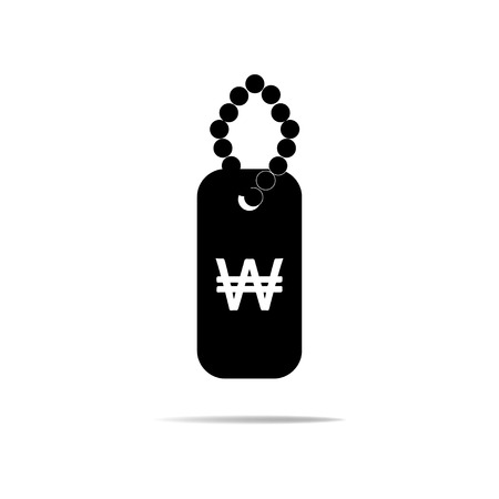 Dog Tags Icon with Won Signのイラスト素材