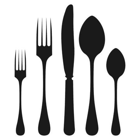 spoon fork and knife setのイラスト素材