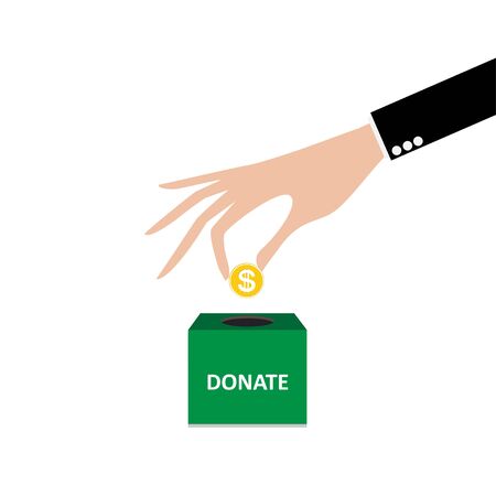 business hand putting coin into the box donationのイラスト素材