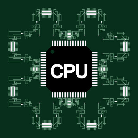 Circuit Board With Chip CPU Processor