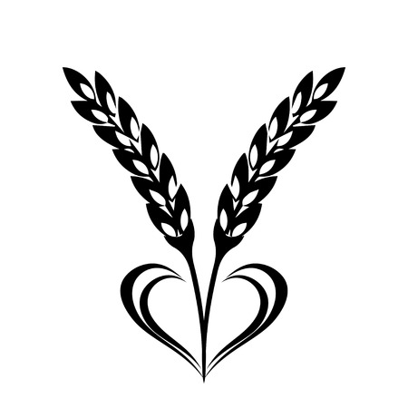 Wheat Ears Icon with Heart elementのイラスト素材