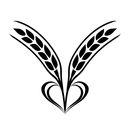 Wheat Ears Icon with Heart elementのイラスト素材