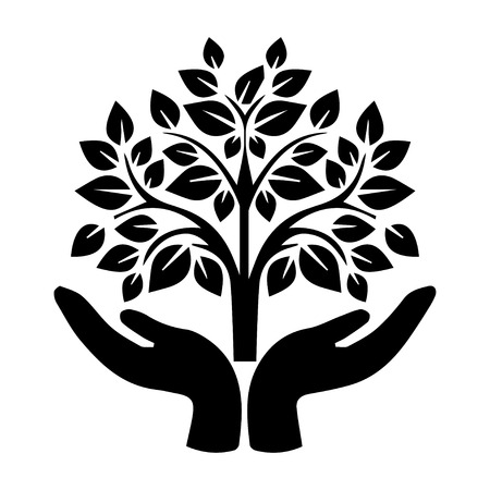 Hand holding Treeのイラスト素材