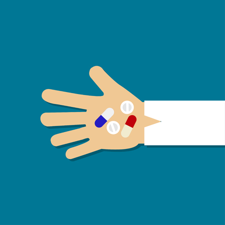 Pills and Capsule on handのイラスト素材