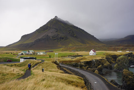 Winding road in Snaefellsnes Peninsula, Icelandの写真素材