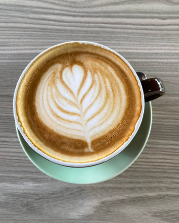 A cup of latte during brunch. Appetising and energizing for the day
