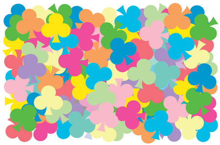 Multi color of clubs card put overlap to pattern. colorful of geometry shape overlay to texture of backdrop.のイラスト素材