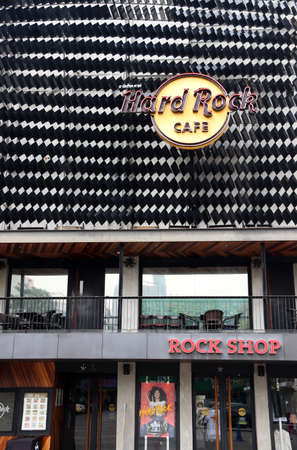 Bangkok, Thailand, Feb 1, 2018: The logo sign and shop of Hard rock cafe at Siam square shopping center. Hard rock cafe has hundreds of unique locations around the world.のeditorial素材
