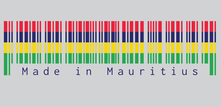 Barcode Set The Color Of Mauritius Flag Four Horizontal Bands Of