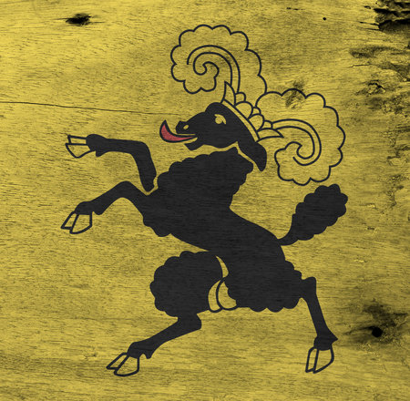 Flag of Shaffhausen on wooden plate background. Grunge Shaffhausen Coat of arms flag texture, The canton of Switzerland Confederation.の写真素材