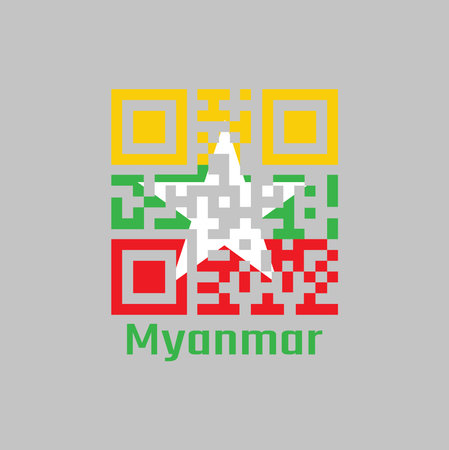 Qr Code Set The Color Of Myanmarese Flag Red Green And Yellow