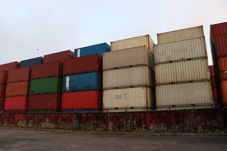 Shipping Containers placed as layered in the storage facility.