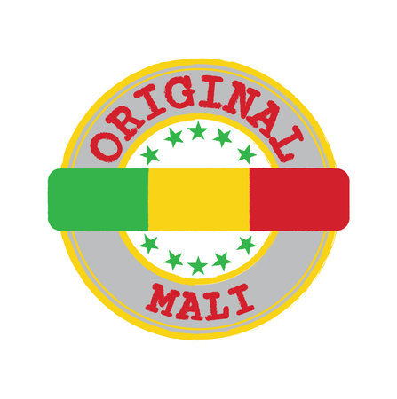 Vector Stamp for Original logo with text Mali and Tying in the middle with nation Flag. Grunge Rubber Texture Stamp of Original from Mali.のイラスト素材
