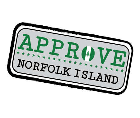 Vector Stamp for Approve with Norfolk Flag in the shape of O and text Norfolk Island. Grunge Rubber Texture Stamp of Approve from Norfolk Island.のイラスト素材