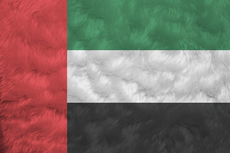 Towel fabric pattern flag of Kuwait, Crease of Kuwaiti flag background, green white and red color...