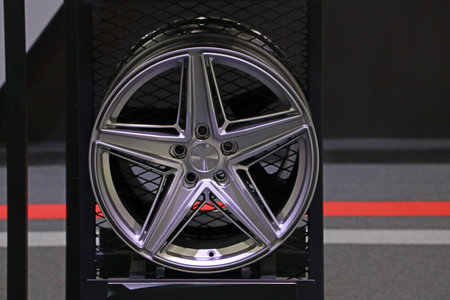 Alloy Wheel of car on the shelf. Alloy wheels are wheels that are made from an alloy of aluminium or...