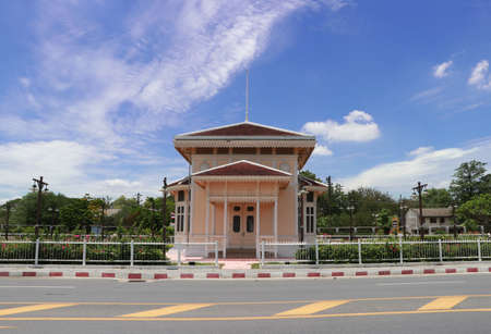 Bang Pa in train station pavilion built in western style architecture by order of King Rama 5 of Thailand on 1896.の写真素材