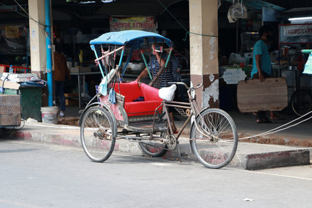 Pathumthani, Thailand - 29 May, 2020 : The tricycle is parked on the roadside.