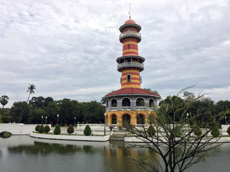 The View of Witthunthassana Hall in Bang Pa-In Palace Ayutthaya Thailand.のeditorial素材