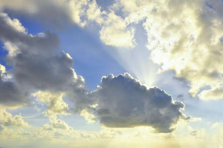 Sunshine and cloud on blue skyの写真素材