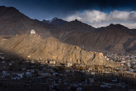 The city of Leh, Capital of Ladakh located in the North India. Viewed from Leh Palace