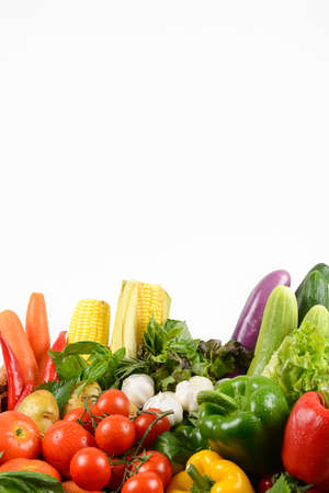 Fresh raw vegetables for healthy  isolated on white background.(clean eating dieting and healthy organic food concept)の写真素材