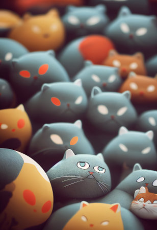 Group of cute cats for wallpaper and graphic designs. 2D Illustration.の写真素材
