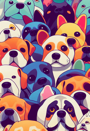 Group of cute dogs for wallpaper and graphic designs. 2D Illustration.の写真素材