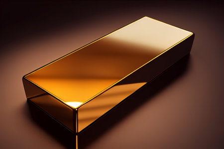 Gold bars shining on luxury background and Financial concept(Selective Focus). 3D Illustration.の写真素材