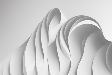 Abstract white wave background. Minimal white graphic wallpaper. 2D Illustration.の写真素材
