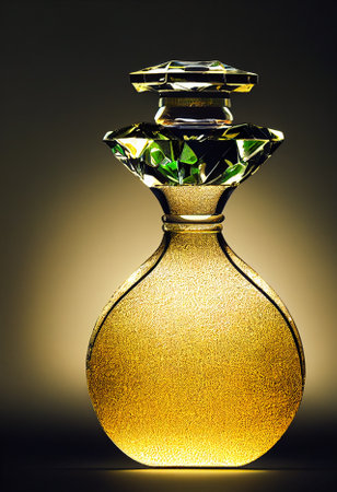 Perfume spray in a glass bottle on beautiful light and elegant background(Selective Focus). 3D illustration.の写真素材