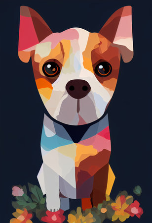 Cute dog for wallpaper and graphic designs(Selective Focus). 2D Illustration.の写真素材