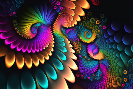 Abstract color gradients of fractal pattern. (Created with Generative AI technology)