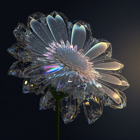 Beautiful flower daisy and water drop on black background (Created with Generative AI technology).