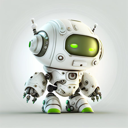 Character design of little robot on isolated background (Created with Generative AI technology).の写真素材