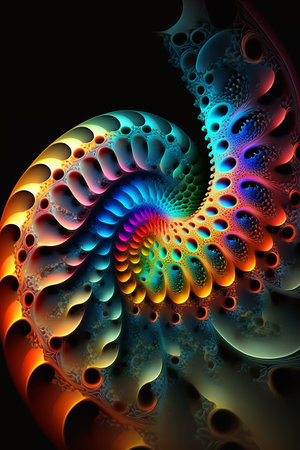 Abstract color gradients of fractal pattern. (Created with Generative AI technology)