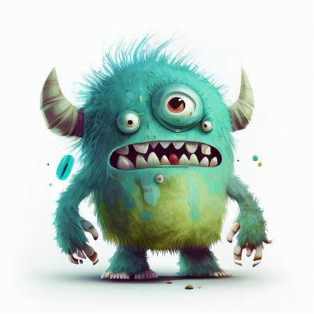 Illustration cartoon cute Monsters on isolated background (Created with Generative AI technology).の写真素材