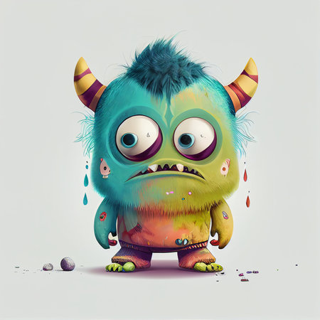 Illustration cartoon cute Monsters on isolated background (Created with Generative AI technology).の写真素材