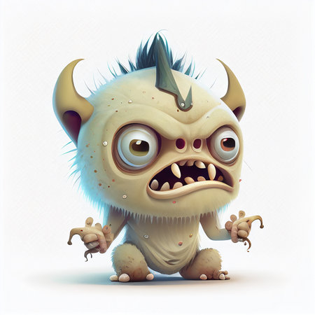 Illustration cartoon cute Monsters on isolated background (Created with Generative AI technology).の写真素材