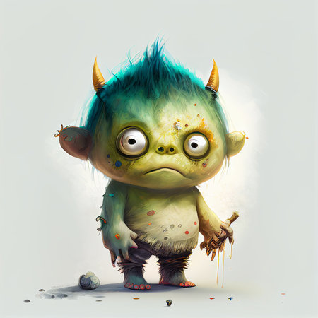 Illustration cartoon cute Monsters on isolated background (Created with Generative AI technology).の写真素材