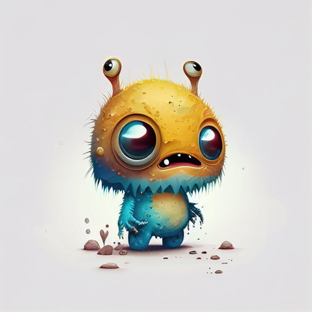 Illustration cartoon cute Monsters on isolated background (Created with Generative AI technology).の写真素材