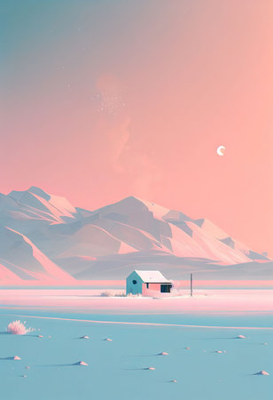 Superb minimalism tree on landscape winter in pastel color Created with Generative AI technology.の素材