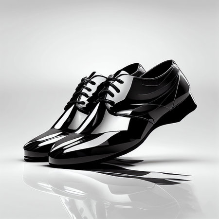 Modern design black leather shoes shiny on white background Created with Generative AI technology.の素材