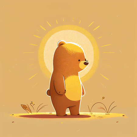 Illustration cute teddy bear sunbathe on beach in sunny day Created with Generative AI technology.の素材