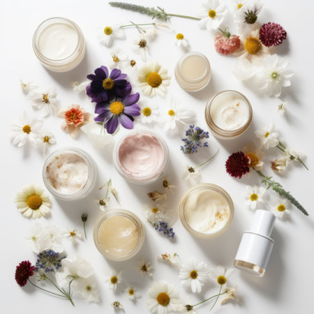 Mock up luxury cosmetic product from nature for branding Created with Generative AI technology.の素材