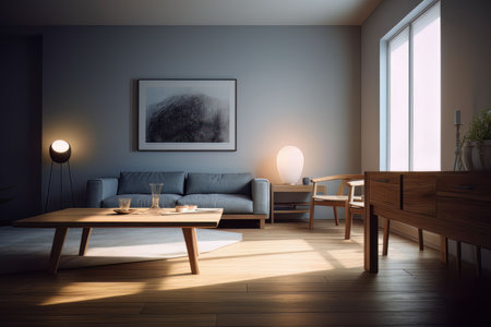 Large luxury modern villa living room mockup interior design Created with Generative AI technology.の素材