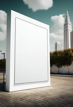 Blank advertising billboard at public place for advertisement Created with Generative AI technology.の素材